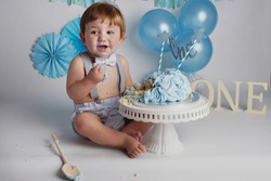    Cake Smash Birthday celebration for one year old boy                            
