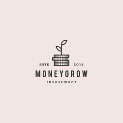 coin leaf sprout money grow investment logo vector icon illustration