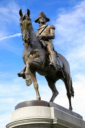 George Washington statue is the famous landmark in Boston Public Garden, USA