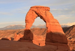 Delicate Arch at sunset in Arches National Park, Moab, Utah