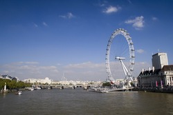 a landscape of the London Eye attraction