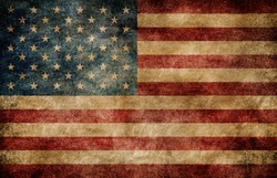American flag background.