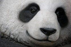 close up of a giant panda statue