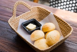 soft dinner roll with creamy butter