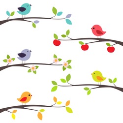 Birds on different branches