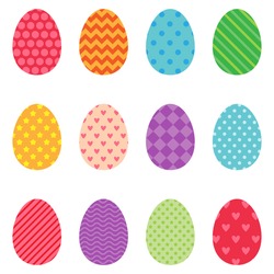 Different colored Easter eggs icons. Vector illustration