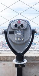 Tourist binoculars on the top of Empire State Building