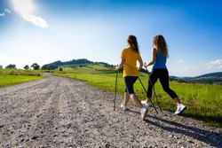Nordic walking - active people outdoor 