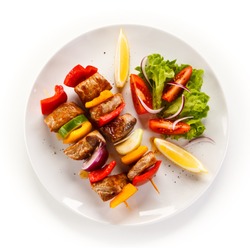 Kebab - grilled meat with vegetables