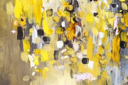                Abstract painting, yellow colors, hand painted, details                