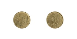 10 Euro cent coin from France coined in 2016, obverse and revers