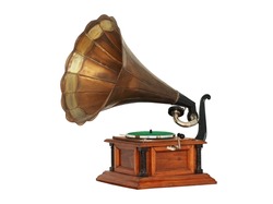 Classic Gramophone on white background with clipping path