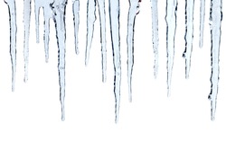Icicles cut out, isolated on white background