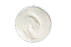 Bowl of ranch dip, cut out on white background