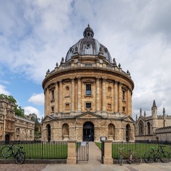 English Palladian style medieval building of the Radcliffe Camera built in the early 1700's in Oxford, UK
