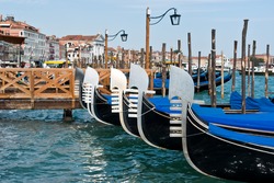 Gondola parking in the Grand Canal of Venice, Italy
