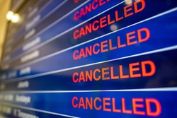 Cancelled flights at airport due to the Coronavirus 