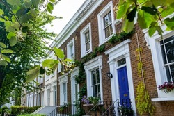 UK- Street of British terraced houses 