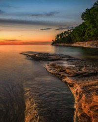 Twilight at Pictured Rocks National Lakeshore, Lake Superior in Upper Michigan