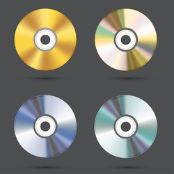 vector modern cd icons set on gray background. Eps10