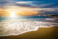 Scenic sunset in Laguna Beach shore. Laguna Beach is located in the Orange County, Southern California, USA