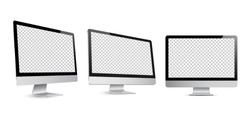 Computer display; screen isolated; realistic style vector mockup. Vector illustration; set. - Vector