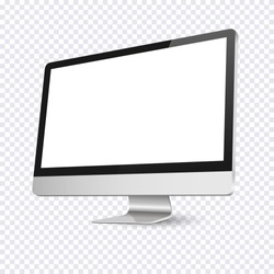 Realistic computer display isolated on transparent background. Vector mockup. Vector illustration