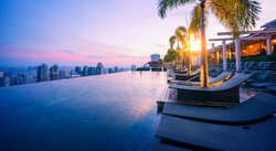 Cityscape of Singapore city with morning sunrise sky