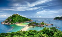 View point from top of mountain for see the beach, sea and nature of NangYuan and Tao island 