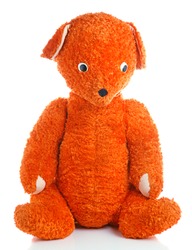 old orange  bear toy isolated on white