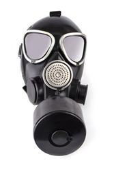 The black gas mask isolataded on white background