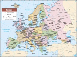 2012 Europe Political Continent Map