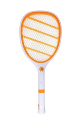 Mosquito killer electric tennis bat, Handheld racket insect fly bug wasp swatter Isolated on white background with clipping path include for design usage purpose.