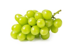 Shine Muscat grapes on a white background. White grapes. Japanese grapes. 