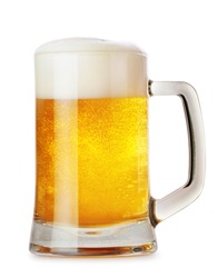 Glass mug with beer isolated on white background