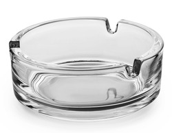 Round glass ashtray isolated on white background