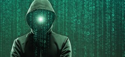 Wanted Hacker is Coding Virus Ransomware Using Abstract Binary Code. Cyberattack, System Breaking and Malware Concept.