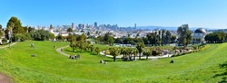 Panorama of Dolores Park, with Downtown San Francisco in Background