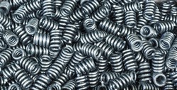 Close-up of coiled metal springs