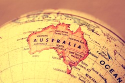 Australia  on atlas world map