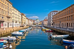 Trieste channel and Ponte Rosso square view, city in Friuli Venezia Giulia region of Italy