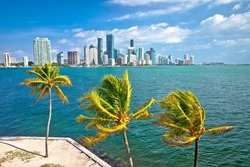 Miami skyline bright sunny day view, Florida, United States of America