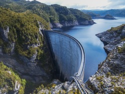 strathgordon hydroelectic dam in south west tasmania