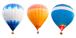 Colorful hot air balloons, Isolated over white