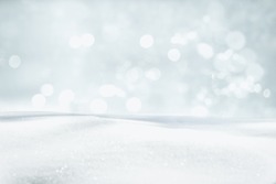 SNOW AND BOKEH LIGHTS BACKGORUND, CHRISTMAS OR WINTER PATTERN, BACKDROP FOR PRODUCTS OR PRESENTS