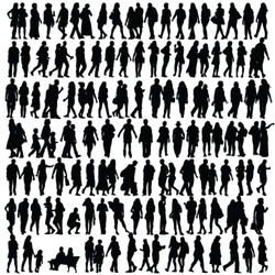 people silhouette black vector girl and man walking illustration