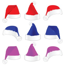 christmas hat in three color vector illustration on white