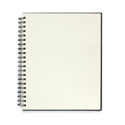 Notebook isolated on white background. Black notepad.