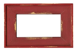 Wood painted frame with empty space isolated on white