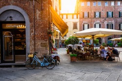 Old cozy street in Lucca, Italy. Lucca is a city and comune in Tuscany. It is the capital of the Province of Lucca.